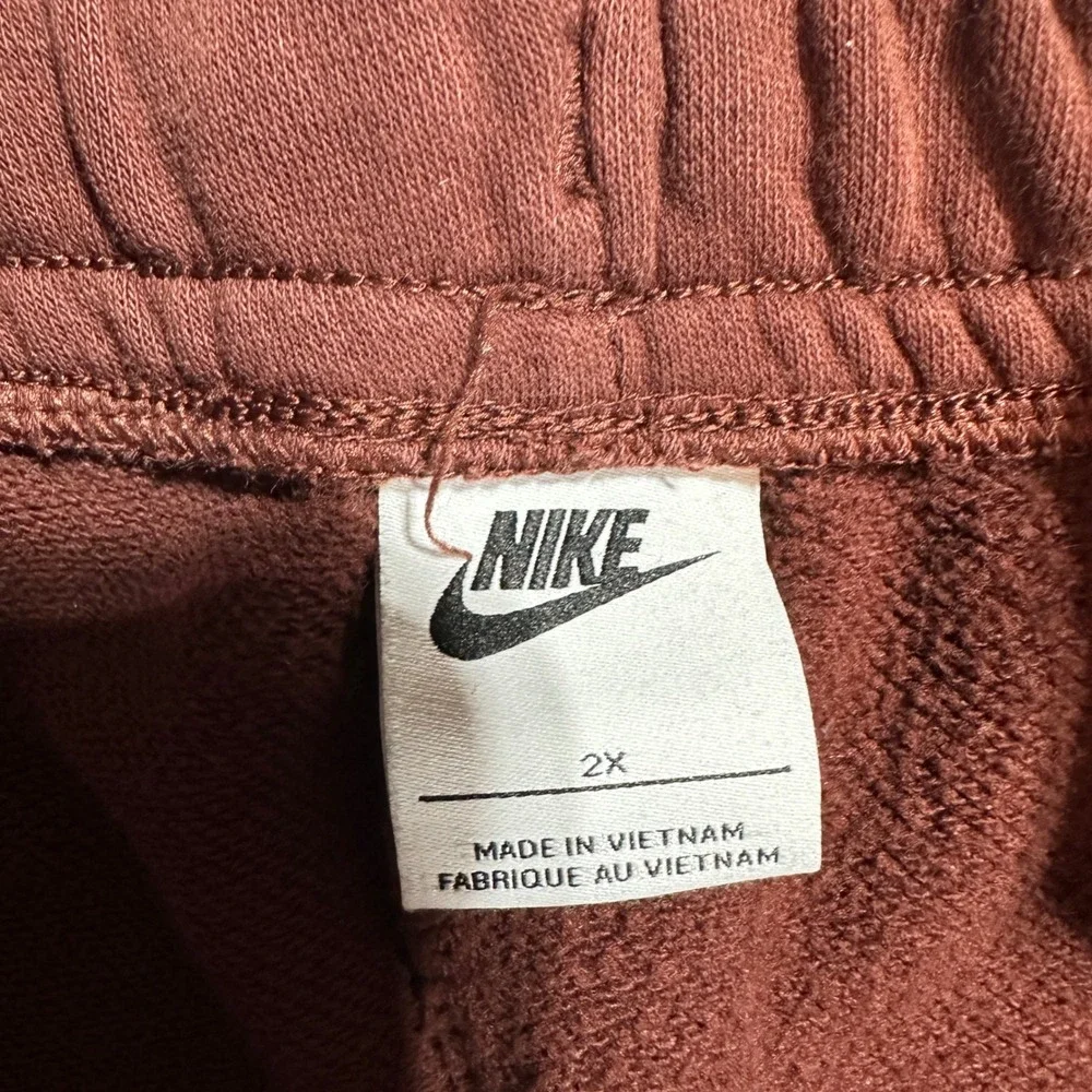 Nike Women's 2X Club‎ Fleece Jogger Sweatpants Brown Cotton Blend Logo Pants